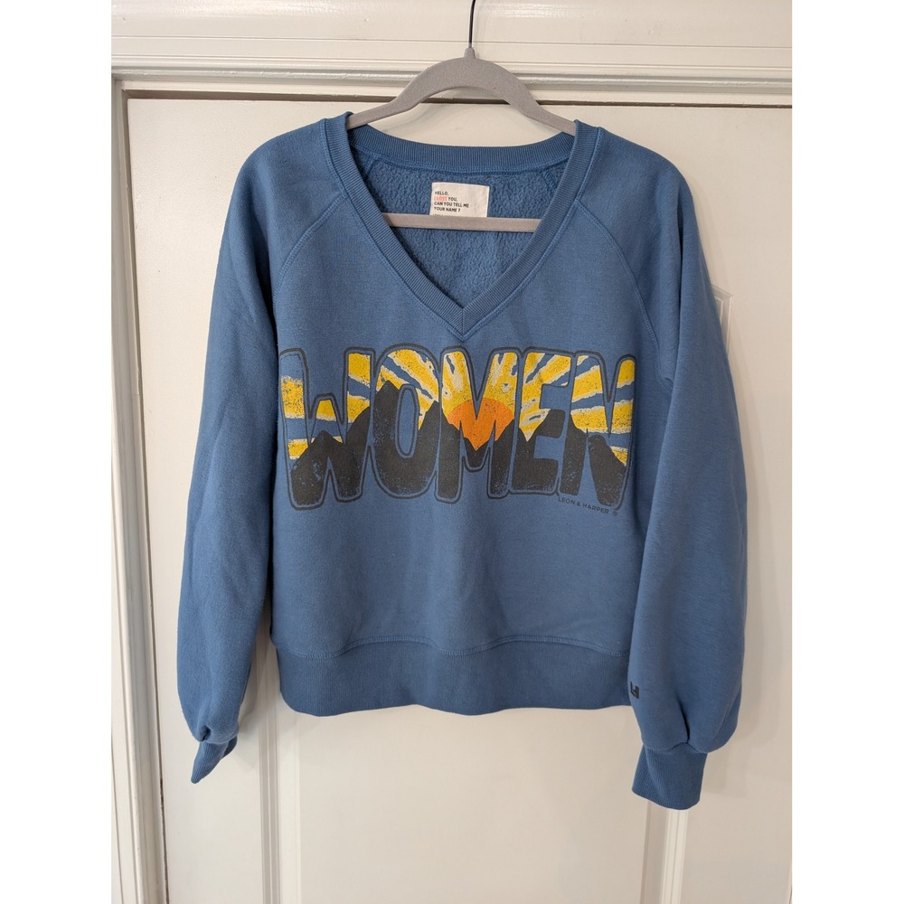 Leon‎ & Harper Womens Blue Graphic Sweatshirt Organic Size Medium Women pride